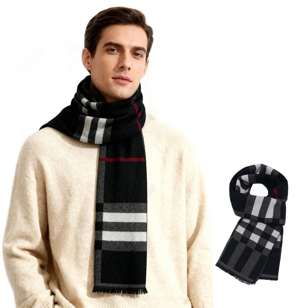 3737 Winter Scarf Classic Plaid Tassel Scarfs Long Thick Warm Scarf Soft